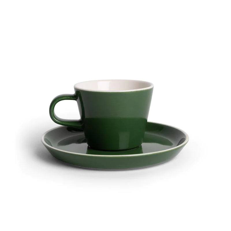A modern Acme saucer made from durable porcelain and glazed in stunning kawakawa green.  Pairs perfectly with the 100mls Acme expresso cup.  Dimensions: 12cm diameter   Colour: kawakawa (green)  Dishwasher safe.