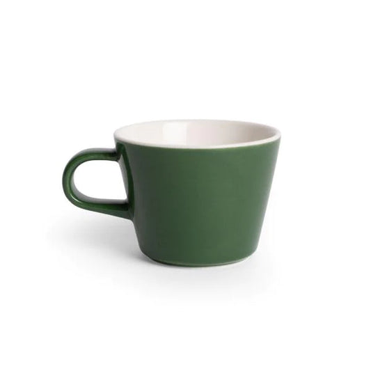 A fine, light cup, created by Acme for modern espresso. The 170ml Roman cup is ideal for serving black coffee drinkers, this cup is made from durable porcelain and glazed in stunning kawakawa green.  Dimensions: 6cm high x 8.2cm diameter, base diameter 4.9cm   Capacity: 170mls  Colour: kawakawa (green)  Dishwasher safe.