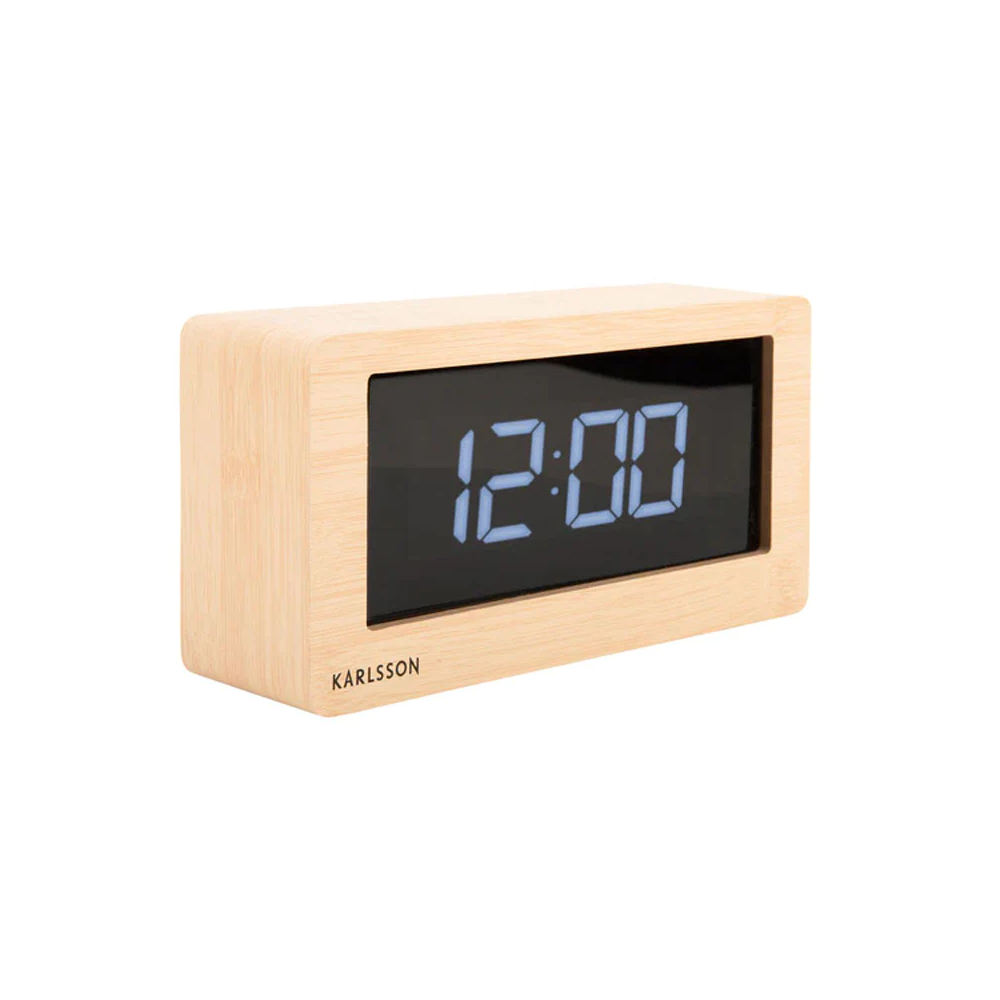 Karlsson boxed LED alarm clock light wood green with envy nz