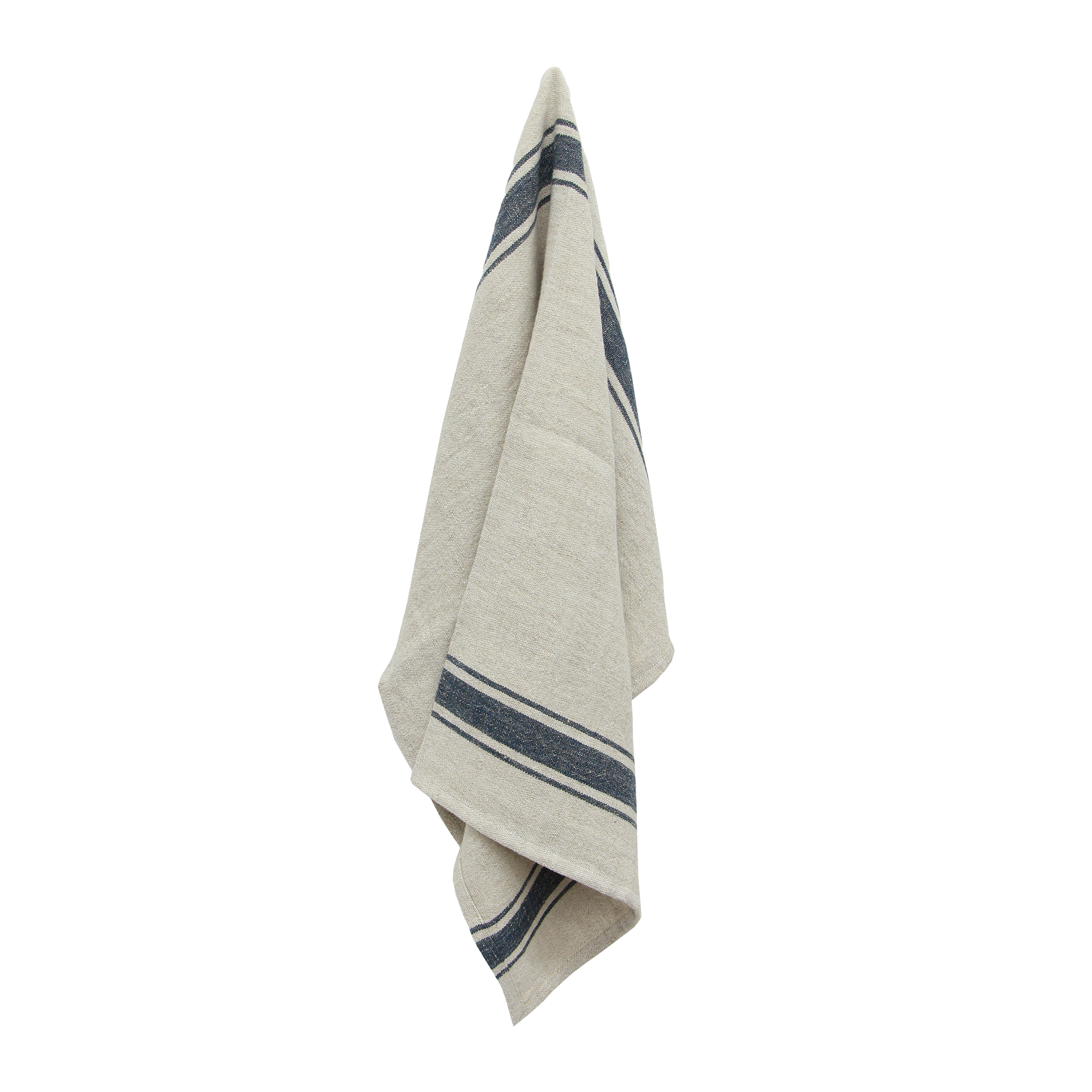 Linen natural striped tea towel navy green with envy nz