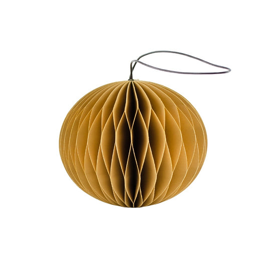 Hanging paper ornament sphere golden sand