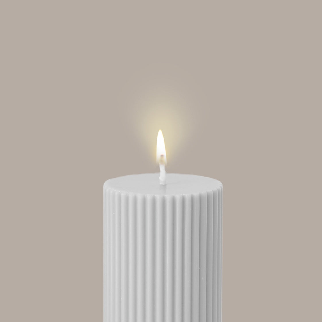 Ridged pillar candle white