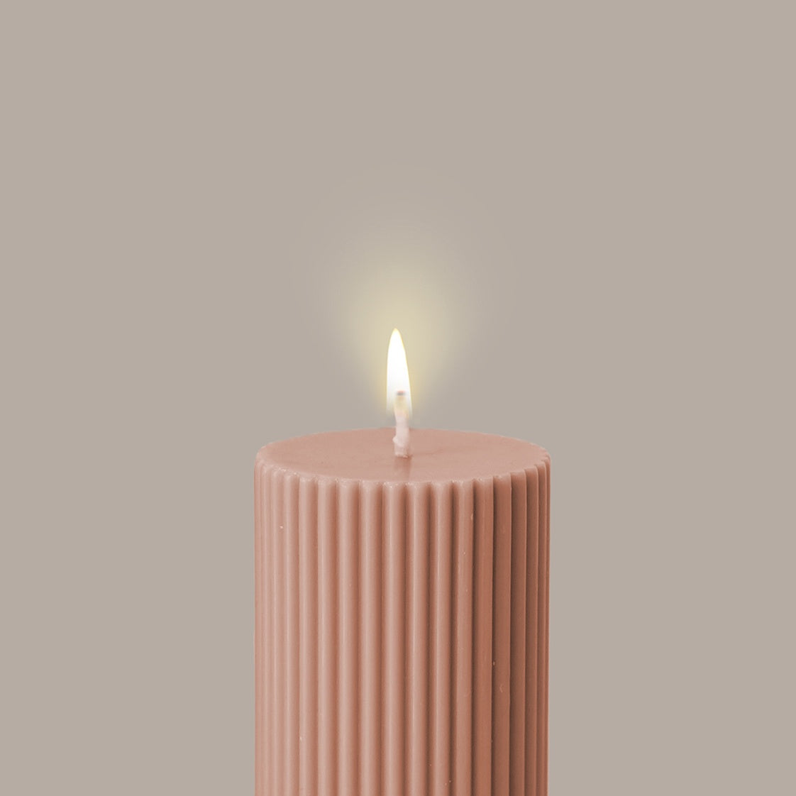 Ridged pillar candle peach
