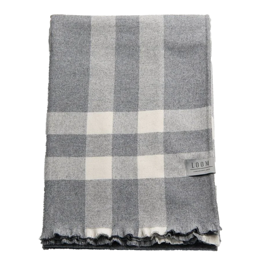 XL Plaid cashmere merino blanket 150 x 220cm grey