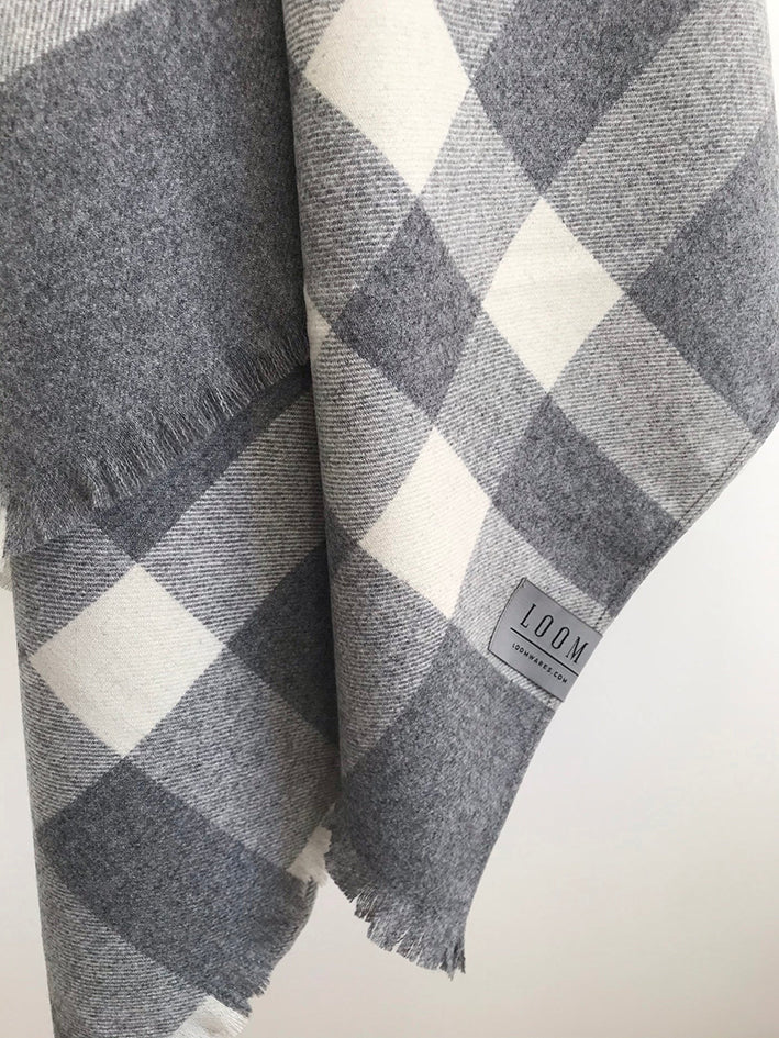 XL Plaid cashmere merino blanket 150 x 220cm grey