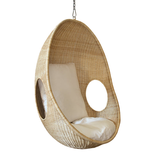 Rattan hanging chair with cut-out sides
