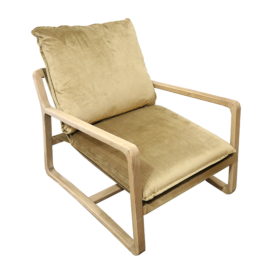 Sling lounge chair velvet golden olive