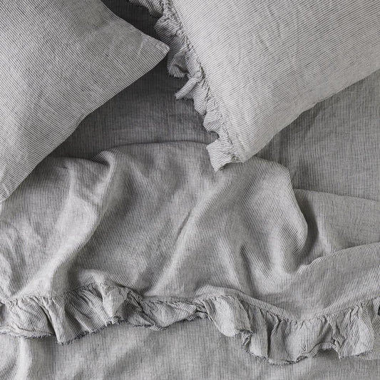 SOW pinstripe linen fitted sheet