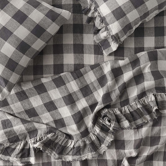 SOW licorice gingham linen fitted sheet