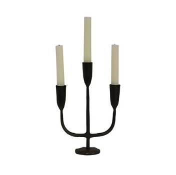 Cast iron 3-prong candle stand black