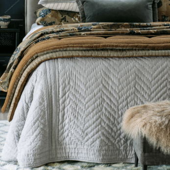 Ganuchi hand quilted bedspread grey