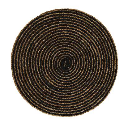 Handwoven jute & cotton placemat black 38cm