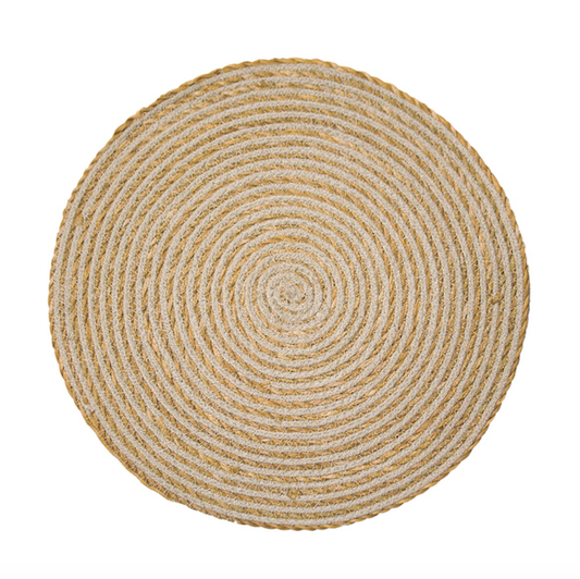 Handwoven jute & cotton placemat white 38cm