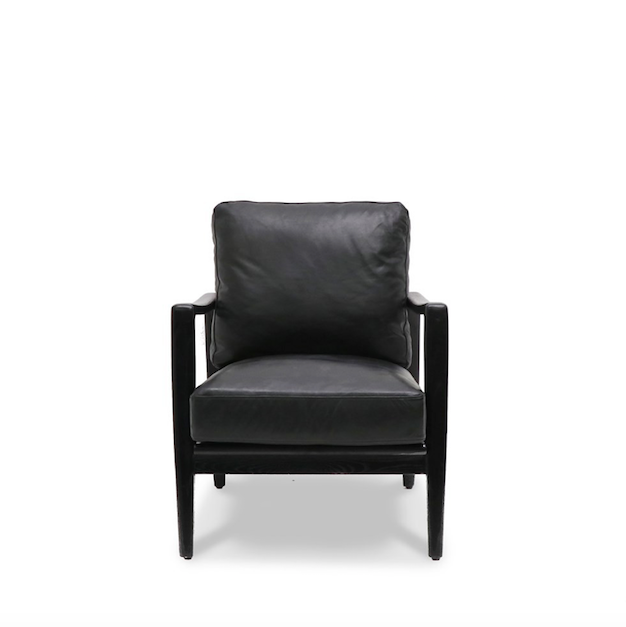 Reid leather armchair black with black frame