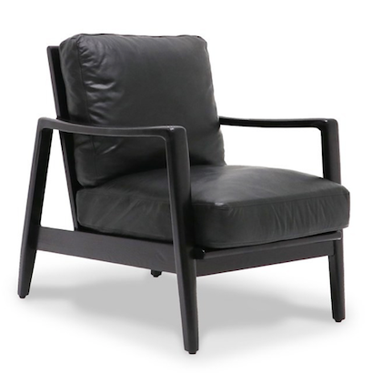 Reid leather armchair black with black frame