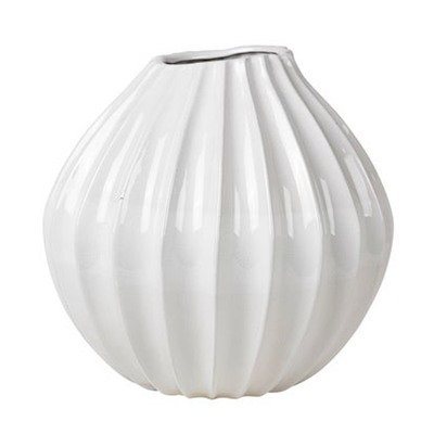 Broste wide lines vase white XL