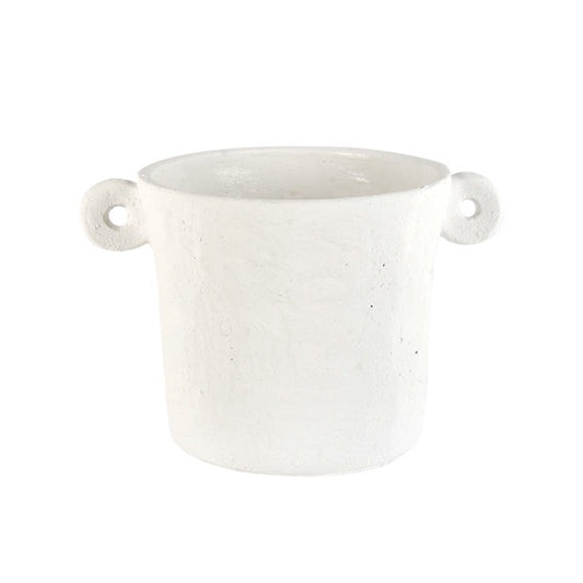 Side handle cement planter white
