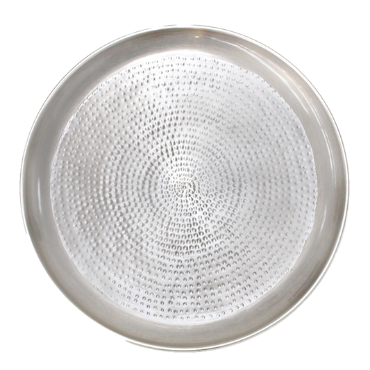 Hammered metal tray 45cm silver