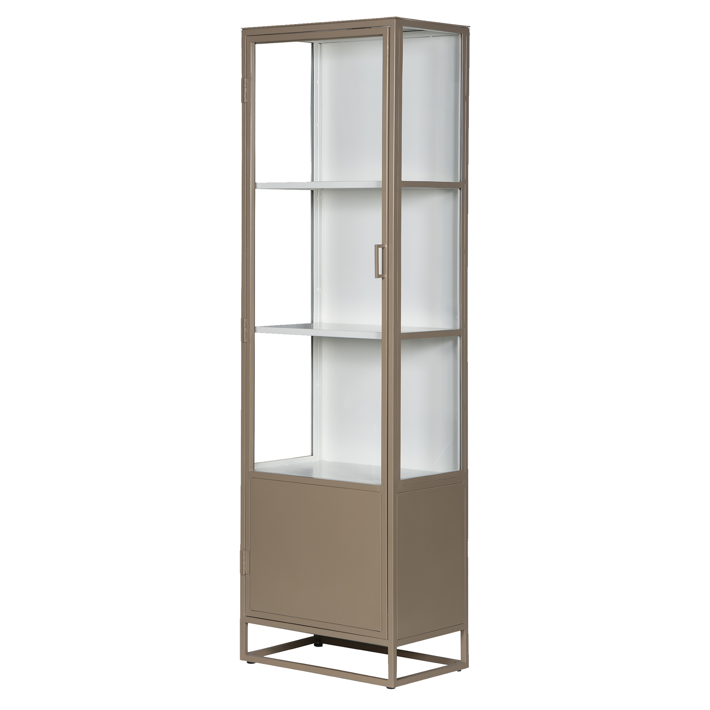 Metal single door glass cabinet 200cm biscuit