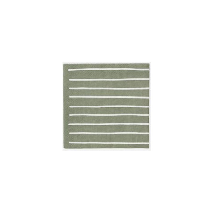 Stripe cocktail  paper napkins stripe olive (20)