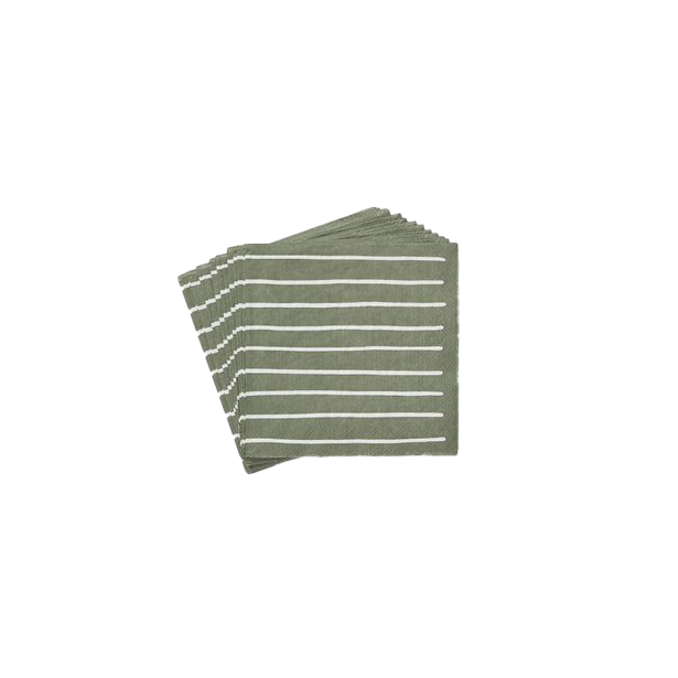 Stripe cocktail  paper napkins stripe olive (20)