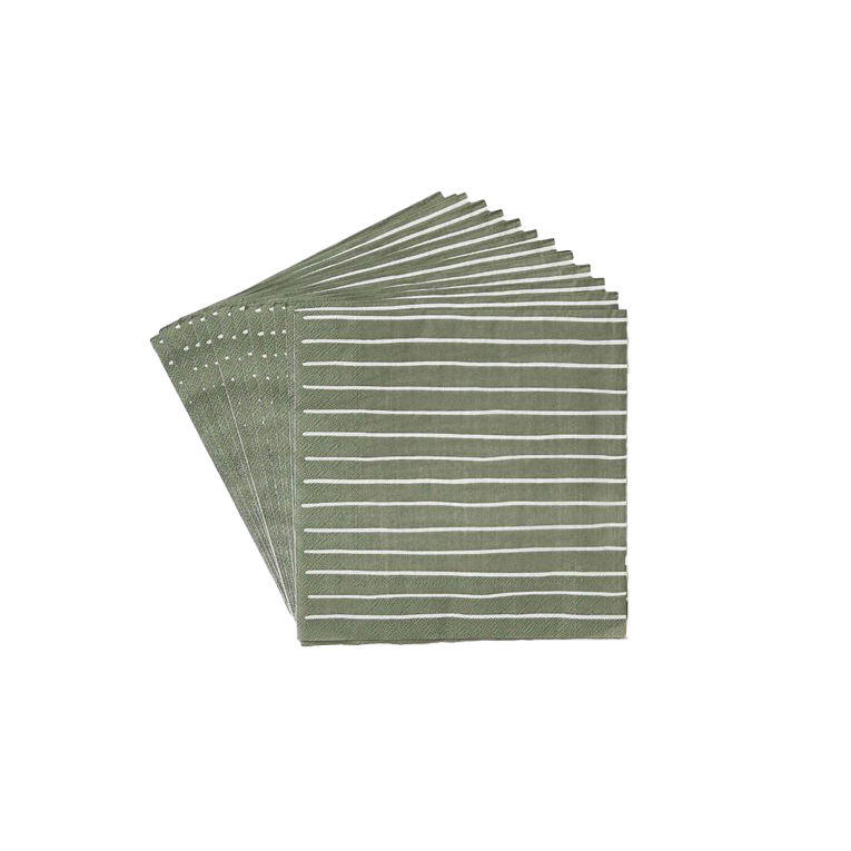 Stripe dinner paper napkins stripe olive (20)