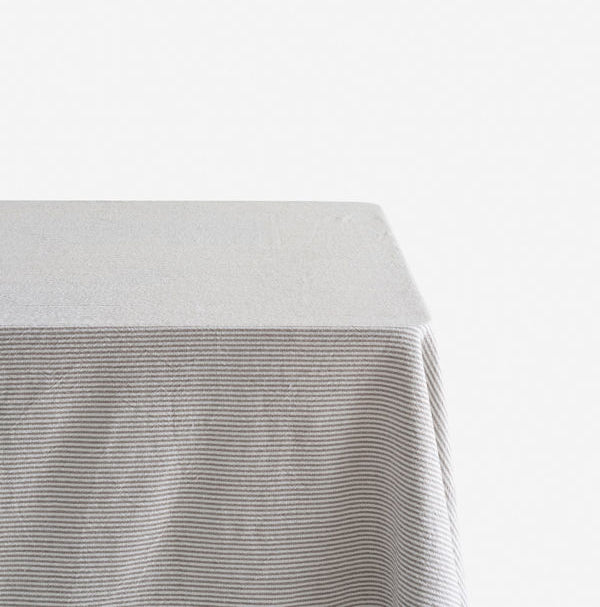 Stripe washed cotton tablecloth grey 280cm