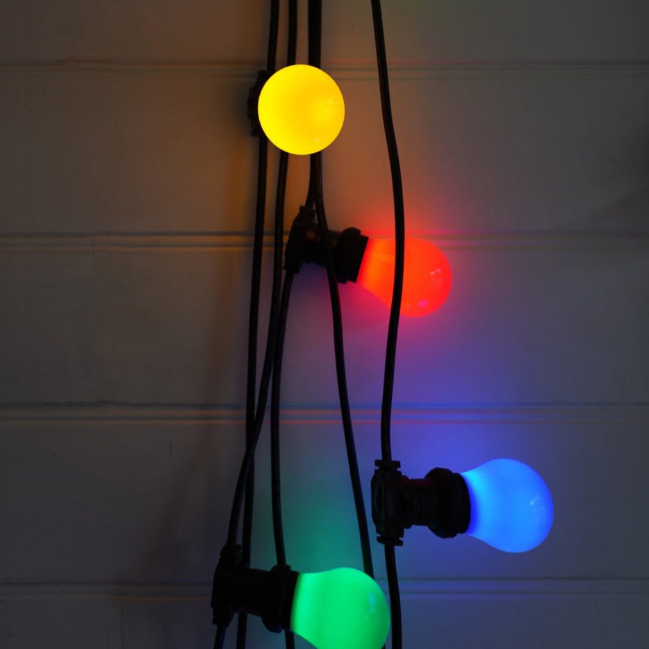 Outdoor festoon lights coloured