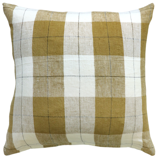 Willis linen cushion cover ochre/ivory 50cm