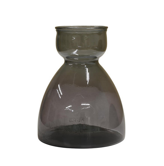 Dante recycled glass vase 34cm smokey grey