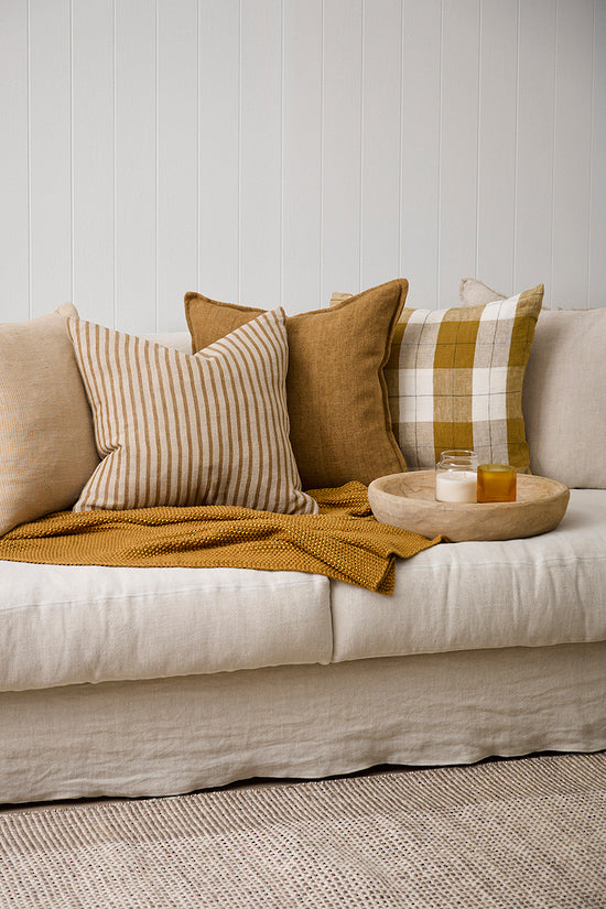 Willis linen cushion cover ochre/ivory 50cm
