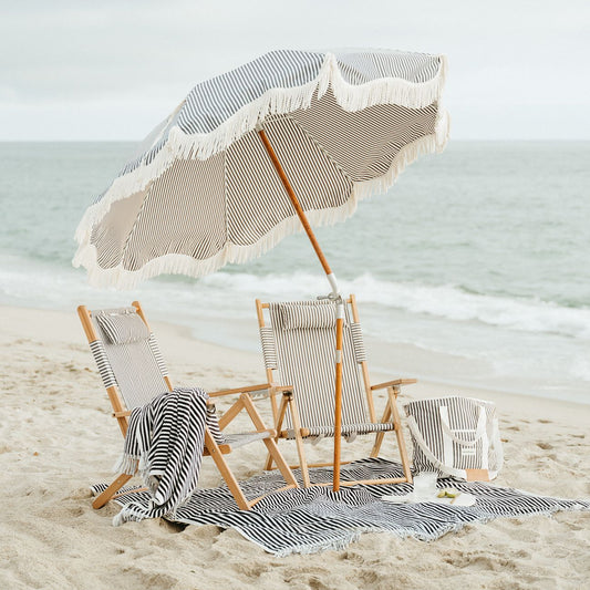 Premium beach umbrella navy stripe