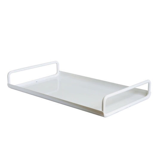 Metal tray with handles white