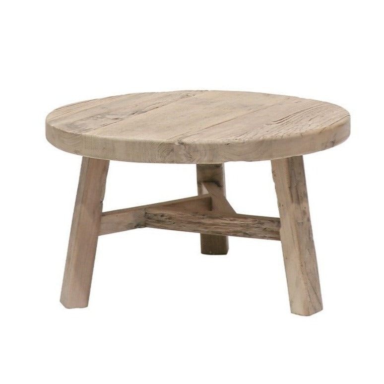 Reclaimed elm wood round side table 60cm