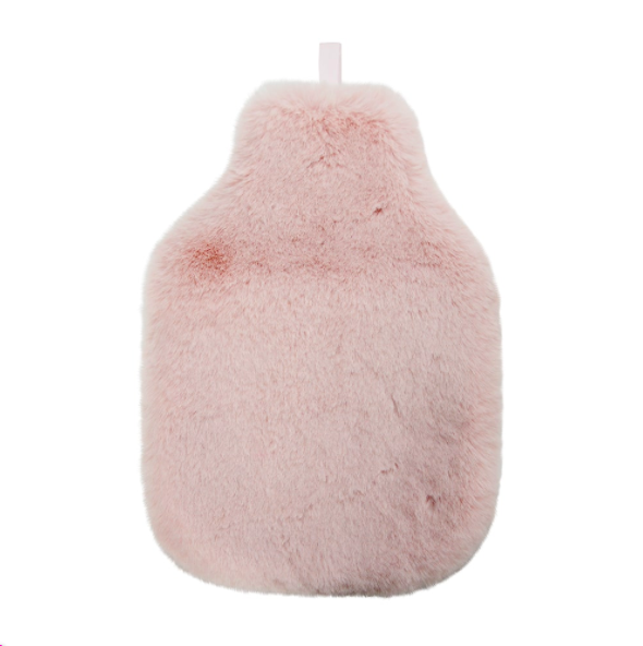 Plush hot water bottle cover pink