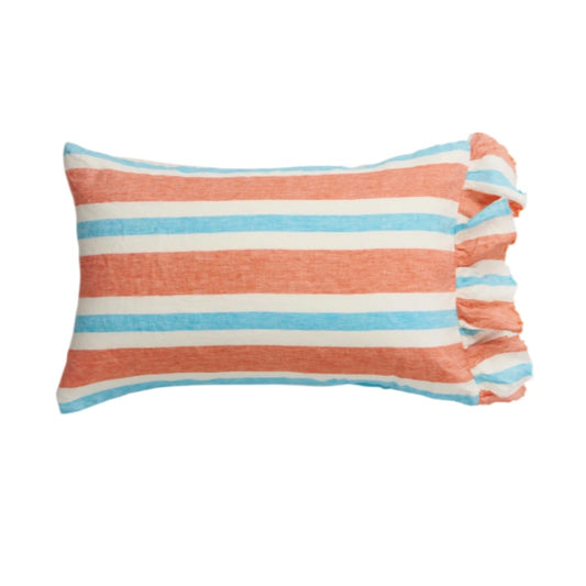 SOW candy stripe linen pillowcases with ruffle