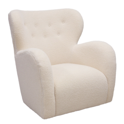 Boucle swivel club chair cream