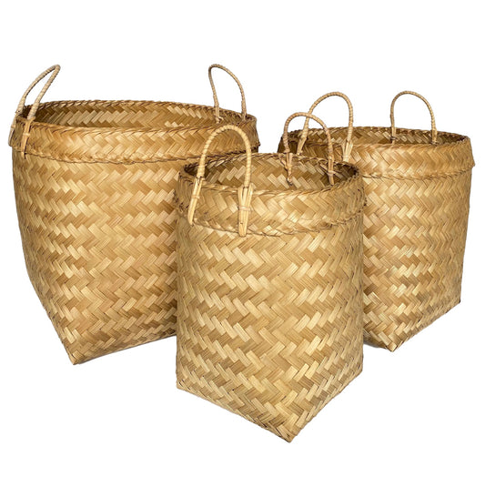 Large rattan basket natural