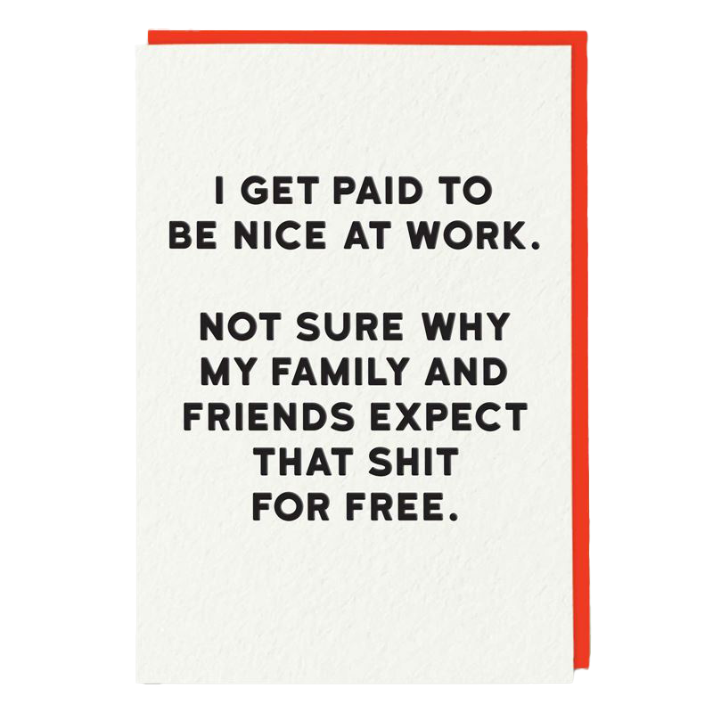 Be nice at work card