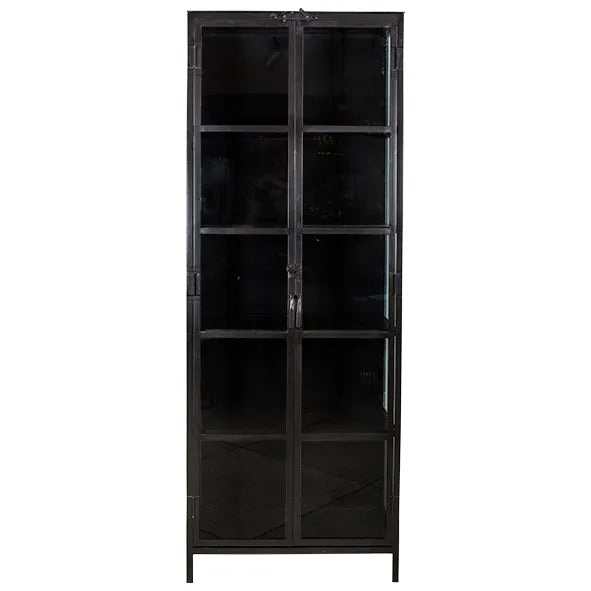 Iron double door glass cabinet black