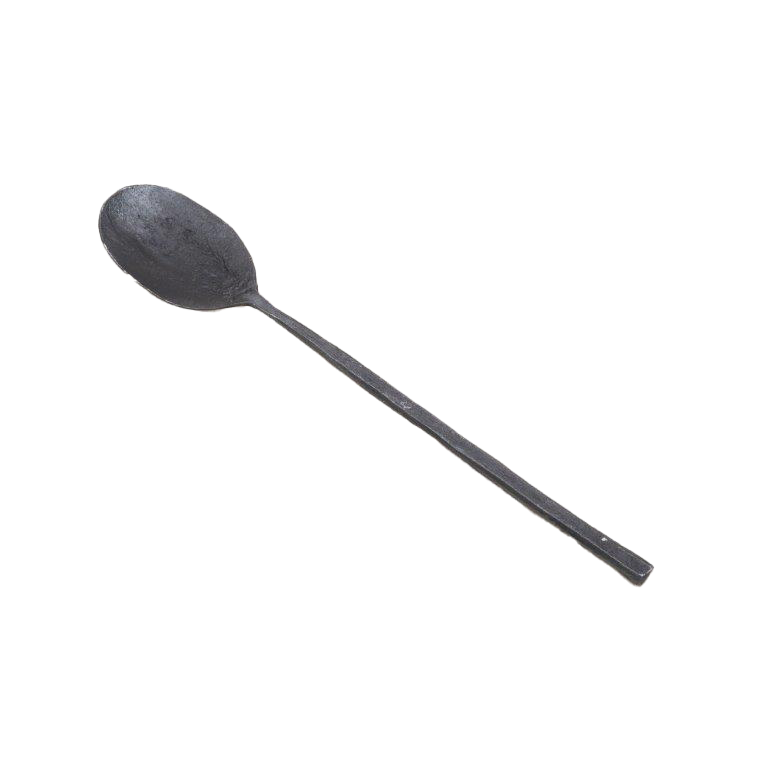 Burnished iron tapas spoon 14cm black