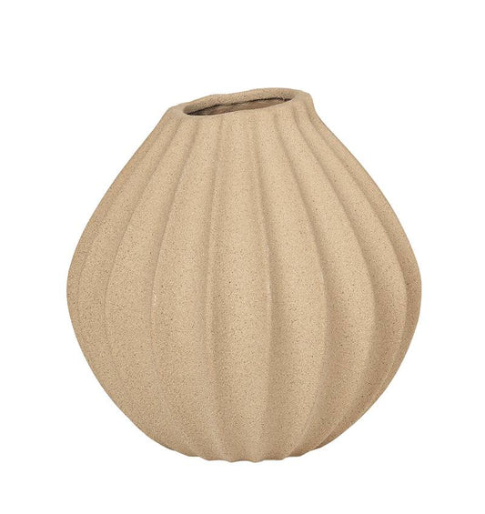 Broste wide lines vase tan medium