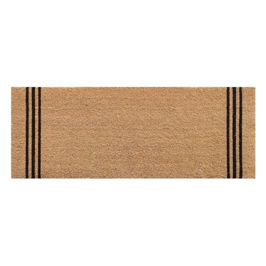 Long coir door mat with black stripes 120cm