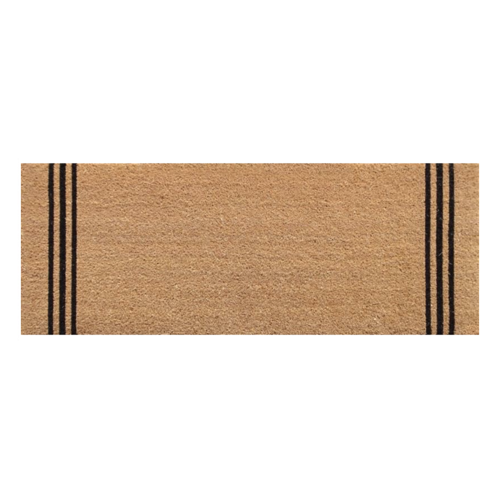 Long coir door mat with black stripes 120cm