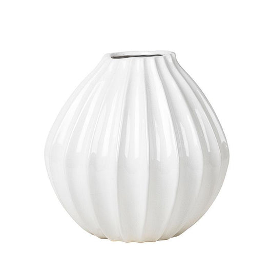 Broste wide lines vase white medium