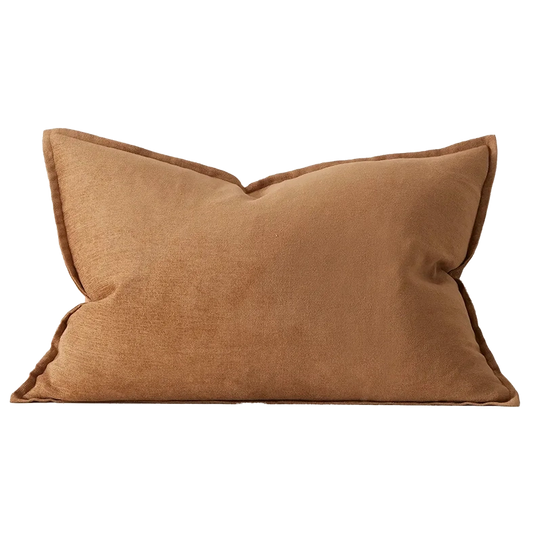 Fiore linen blend cushion cover 60x40cm ochre