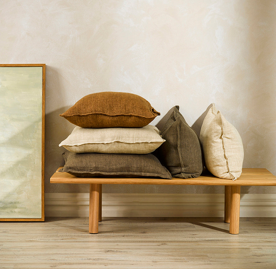 Flaxmill linen cushion cover nutmeg 50cm