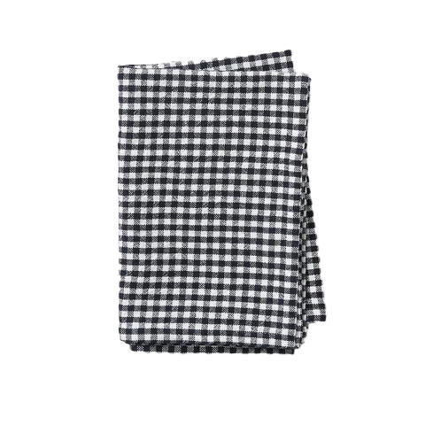 Gingham washed cotton tea towel navy