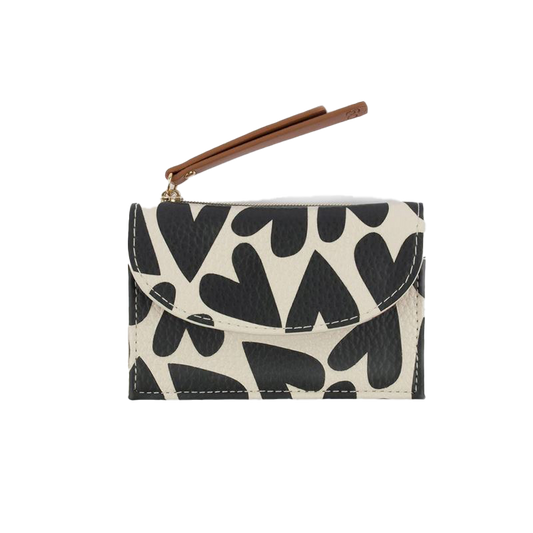 Monochrome hearts coin purse & card holder