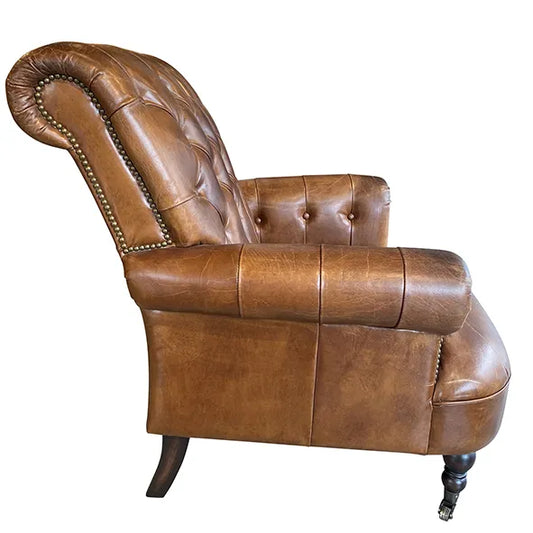 Antique leather armchair brown